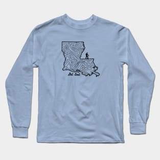 Get Lost Hiking Topographic Art Hike Louisiana State Map Long Sleeve T-Shirt